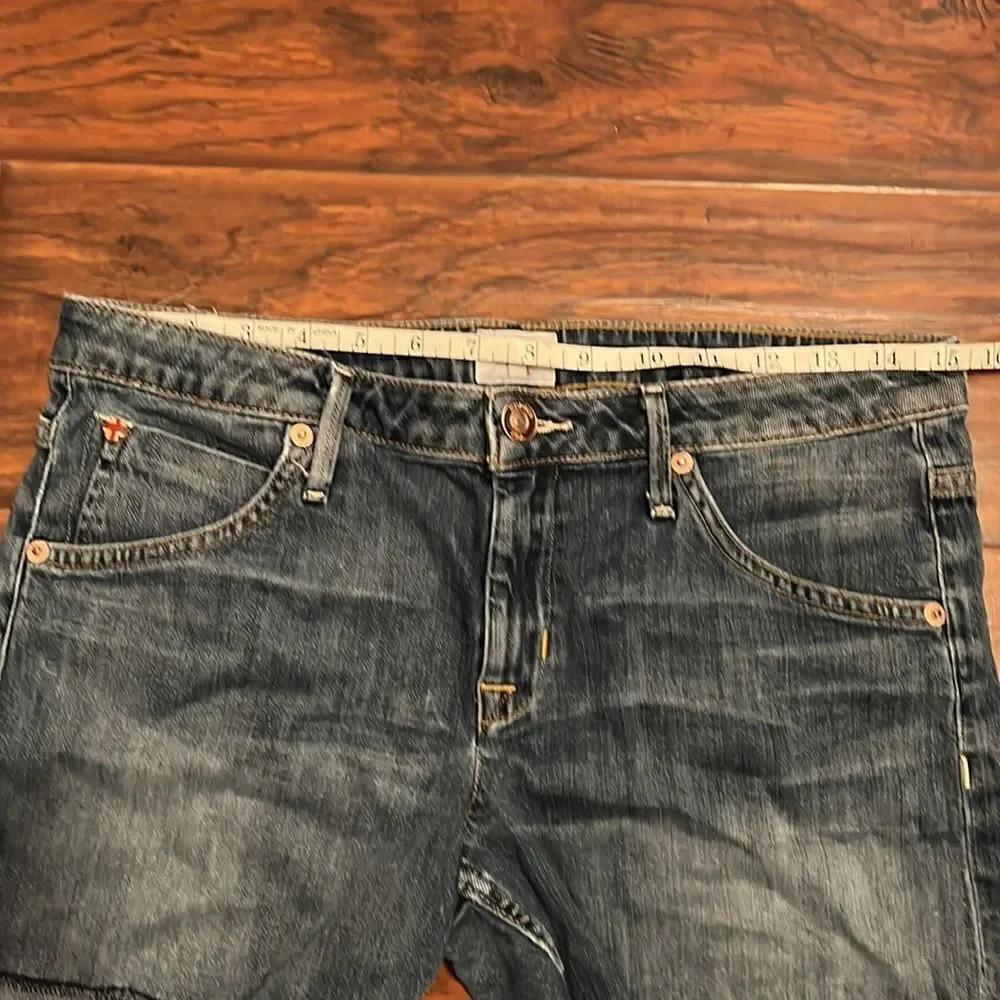Hudson Cuffed Short Blue Denim Distressed Shorts Festival Concert Beach